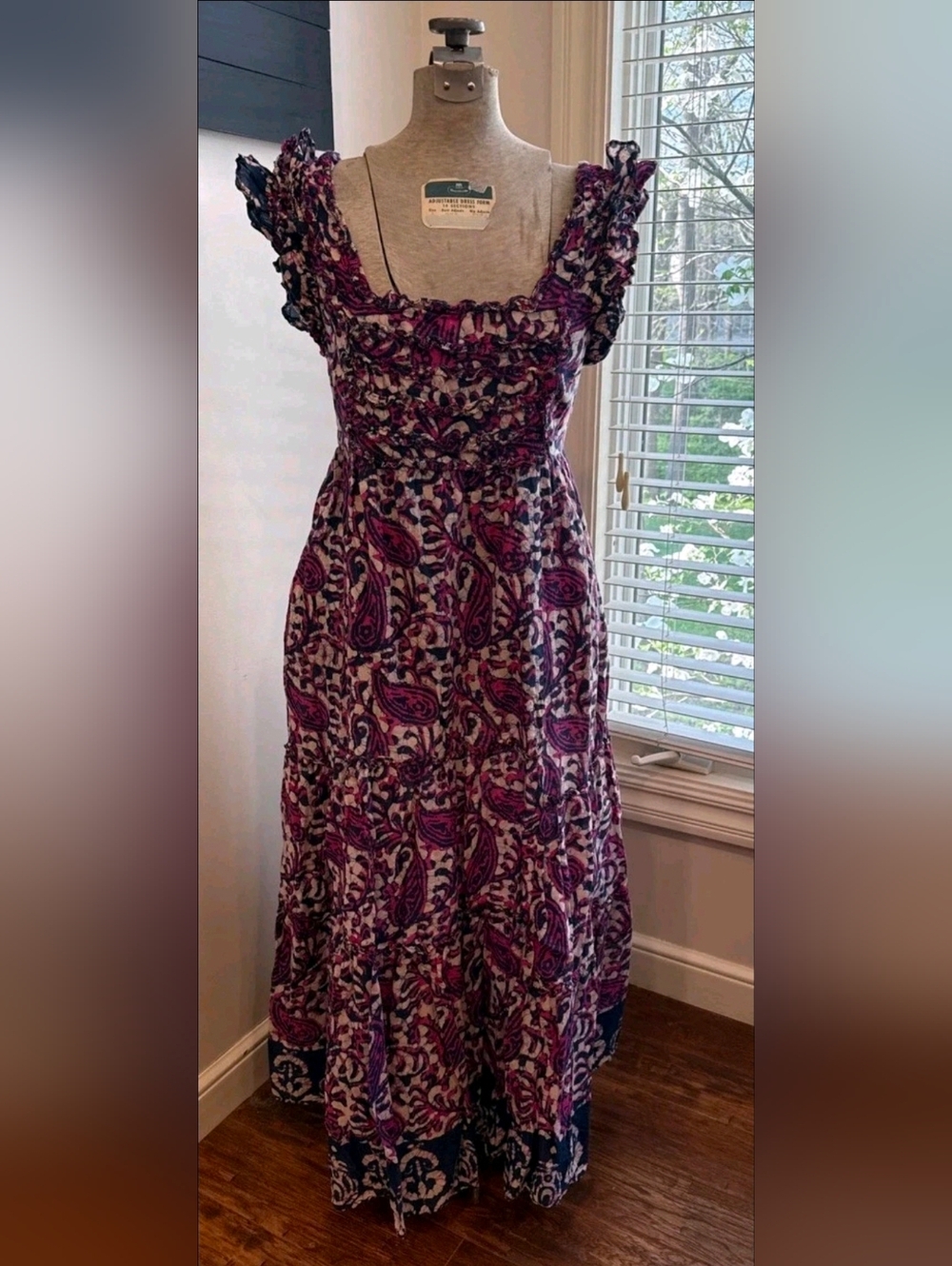 House of Harlow 1960 Dress Tie Back Ruffle  Tiered Maxi size Large
